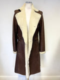 MULBERRY DARK BROWN LEATHER SHEEPSKIN KNEE LENGTH COAT SIZE 10