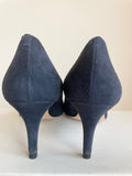LK BENNETT MOLLY NAVY BLUE SUEDE BOW TRIM HEELS SIZE 7/40