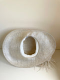 HAT STUDIO CREAM METALLIC BOW & IVORY FEATHER TRIM FORMAL HAT