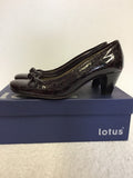 BRAND NEW LOTUS TATUM DARK BROWN PATENT CROC PRINT BOW TRIM HEELS SIZE 4/37