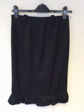 GUCCI BLACK PENCIL SKIRT WITH PUFFBALL PLEATED HEM SIZE 38 UK 10