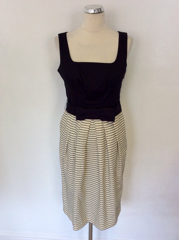 COAST BLACK & CREAM WITH BOW TRIM BELT OCCASION DRESS SIZE 12