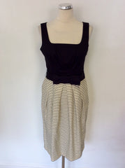 COAST BLACK & CREAM WITH BOW TRIM BELT OCCASION DRESS SIZE 12