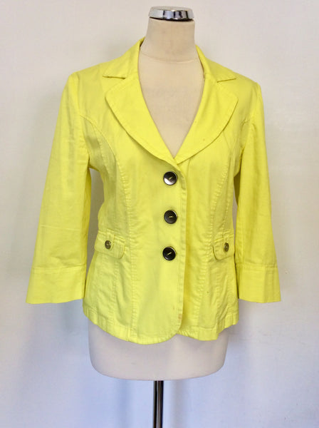 BETTY BARCLAY COLLECTION BRIGHT YELLOW COTTON FITTED JACKET SIZE 12