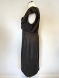 LK BENNETT GREY WOOL BLEND CAP SLEEVE PENCIL DRESS SIZE 12