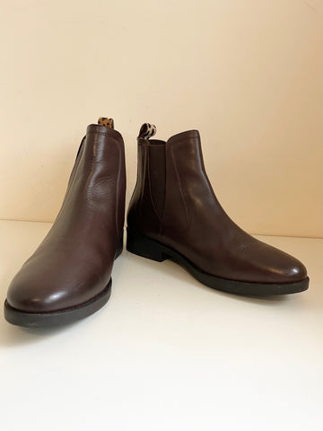 JOULES DARK BROWN LEATHER CHELSEA BOOTS  SIZE 4/37