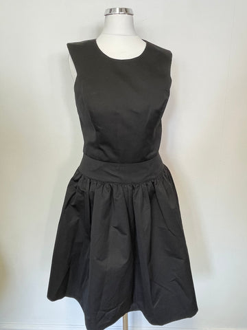 REISS LEAH BLACK SLEEVELESS DROPPED WAIST FIT & FLARE DRESS SIZE 8