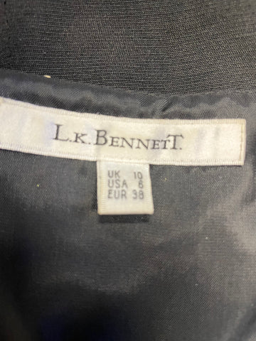 LK BENNETT BLACK & GOLD SEQUINNED TOP SLEEVELESS COCKTAIL DRESS SIZE 8/10