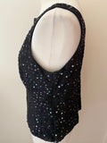 LAURA ASHLEY BLACK SEQUINNED SLEEVELESS TOP SIZE 14