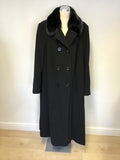 WINDSMOOR BLACK DETACHABLE FAUX FUR COLLAR FULL LENGTH COAT SIZE 24