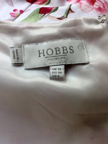 HOBBS INVITATION WHITE & PINK FLORAL PENCIL DRESS SIZE 10