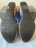 BRAND NEW IN BOX UGG BROOK ROYAL BLUE SUEDE WEDGE HEEL TOE POST MULES SIZE 7.5/40