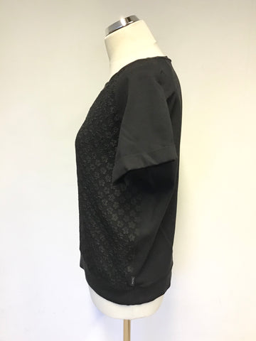 PAUL SMITH BLACK EMBOSSED FLOWER PRINT SHORT SLEEVE TOP SIZE M