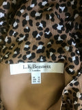 LK BENNETT DAKOTA BROWN ANIMAL PRINT LONG SLEEVE CHIFFON DRESS SIZE 14