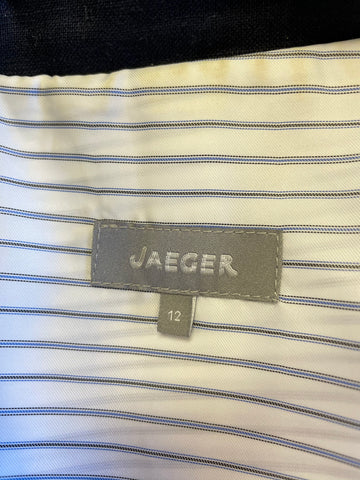 JAEGER NAVY BLUE LINEN JACKET SIZE 12