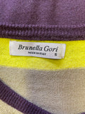 BRUNELLA GORI MULTICOLOURED STRIPE MERINO WOOL CARDIGAN SIZE 10
