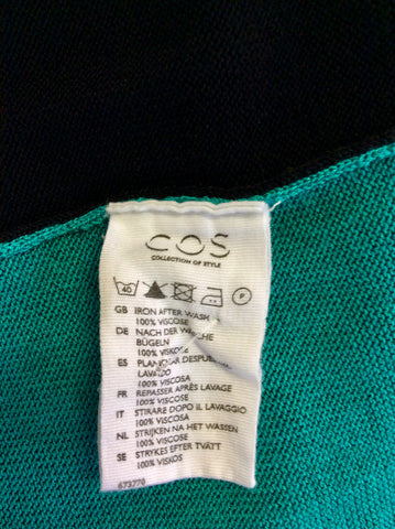 COS GREEN & BLACK COLOUR BLOCK KNIT DRESS SIZE M