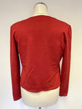 KAREN MILLEN DEEP RED FINE KNIT CAMISOLE TOP & MATCHING CARDIGAN SIZE 2 UK 10
