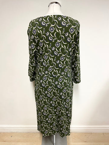 SEASALT CORNWALL TAMSIN GREEN FLORAL PRINT SHIFT DRESS SIZE 16