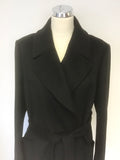 JAEGER BLACK WOOL TIE BELT FULL LENGTH COAT SIZE 16
