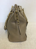 COACH PALE GOLD LEATHER TOTE BAG WITH GOLD CHAIN SHOULDER STRAPS
