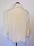 JAEGER IVORY PUSSY BOW TIE NECKLINE 3/4 SLEEVE BLOUSE SIZE 16