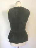 MULBERRY DARK GREEN SUEDE LEATHER SLEEVELESS TOP SIZE 10