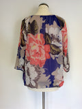 PHASE EIGHT FLORAL PRINT 3/4 BATWING SLEEVE TOP SIZE S