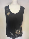 NITYA BLACK EMBROIDERED LONG SKIRT & SLEEVELESS TOP SET SIZE 46 UK 18