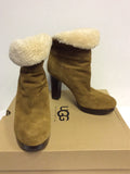 NEW UGG BROWN DANDYLION II HEELED ANKLE BOOTS SIZE 6.5/39