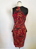 WHISTLES RED, CORAL & GREEN PRINT SILK SLEEVELESS DRESS SIZE 6