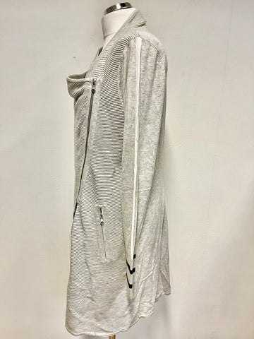 MINT VELVET GREY CROSS OVER FRONT ZIP LONG CARDIGAN SIZE 14