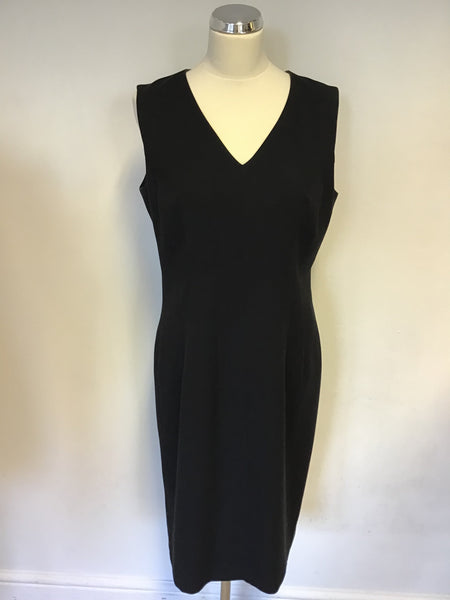 HOBBS BLACK SLEEVELESS V NECK PENCIL DRESS SIZE 14
