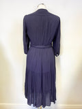 BODEN NAVY BLUE 3/4 SLEEVED MIDI LENGTH WRAP DRESS SIZE 12P