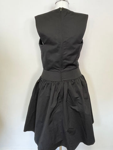 REISS LEAH BLACK SLEEVELESS DROPPED WAIST FIT & FLARE DRESS SIZE 8