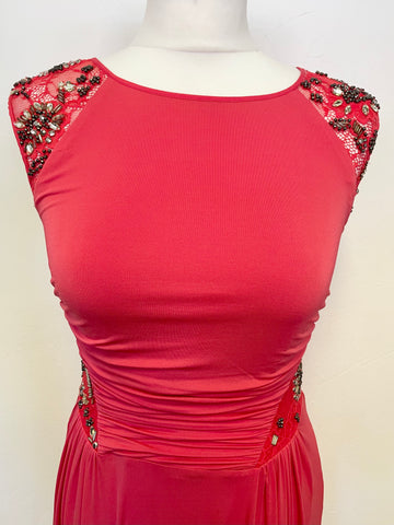 COAST CORAL LACE & JEWEL EMBELLISHED SPECIAL OCCASION MAXI DRESS SIZE 8