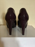 RUSSELL & BROMLEY AUBERGINE PEEP TOE PATENT LEATHER HEELS SIZE 6.5 / 39.5