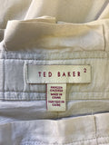 TED BAKER BEIGE SILK & COTTON WIDE NECKLINE EMBELLISHED DRESS SIZE 2 UK 10/12