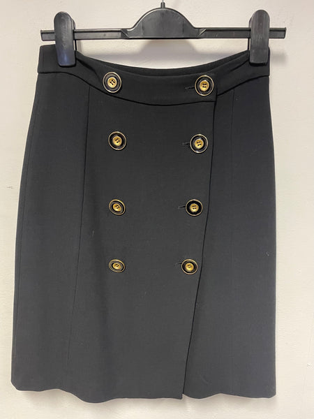 LK BENNETT BLACK WOOL BLEND WRAP ACROSS SKIRT SIZE 8