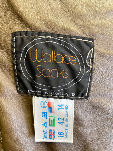 VINTAGE WALLACE SACKS BROWN BELTED SHEEPSKIN JACKET SIZE 16