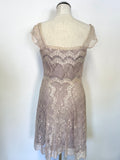 COAST OYSTER BEIGE SATIN & LACE DIAMANTÉ TRIMMED SPECIAL OCCASION DRESS SIZE 10