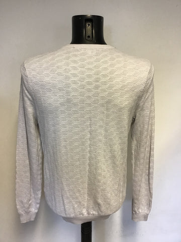 REISS BEIGE & WHITE PRINT LONG SLEEVE JUMPER SIZE M