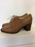 HOBBS TAN BROWN LEATHER LACE UP HEELS SIZE 5/38