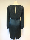 LK BENNETT TEAL SILK & CHIFFON EMBELLISHED SPECIAL OCCASION DRESS SIZE 8