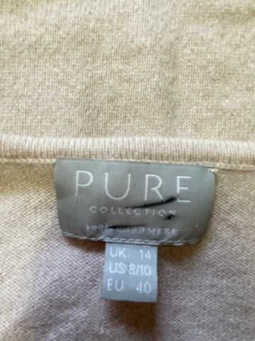 PURE COLLECTION NUDE PINK CASHMERE V NECK LONG SLEEVE JUMPER SIZE 12