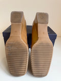 ITALIAN PAOLA CIPRIANI CAMEL PATENT LEATHER SLIP ON HEELED LOAFERS SIZE 4/37