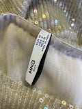 MNG CREAM BEADED & SEQUINNED SHORT SLEEVE SHIFT DRESS SIZE M
