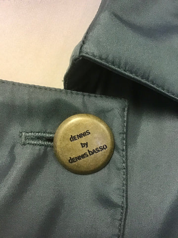 DENNIS BY DENNIS BASO GREEN BELTED KNEE LENGTH MAC SIZE S