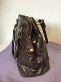 MODALU PIPPA CHOCOLATE BROWN CROC LEATHER TOTE BAG