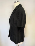 PRECIS PETITE BLACK LINEN BLEND SHORT SLEEVED FITTED JACKET SIZE 14